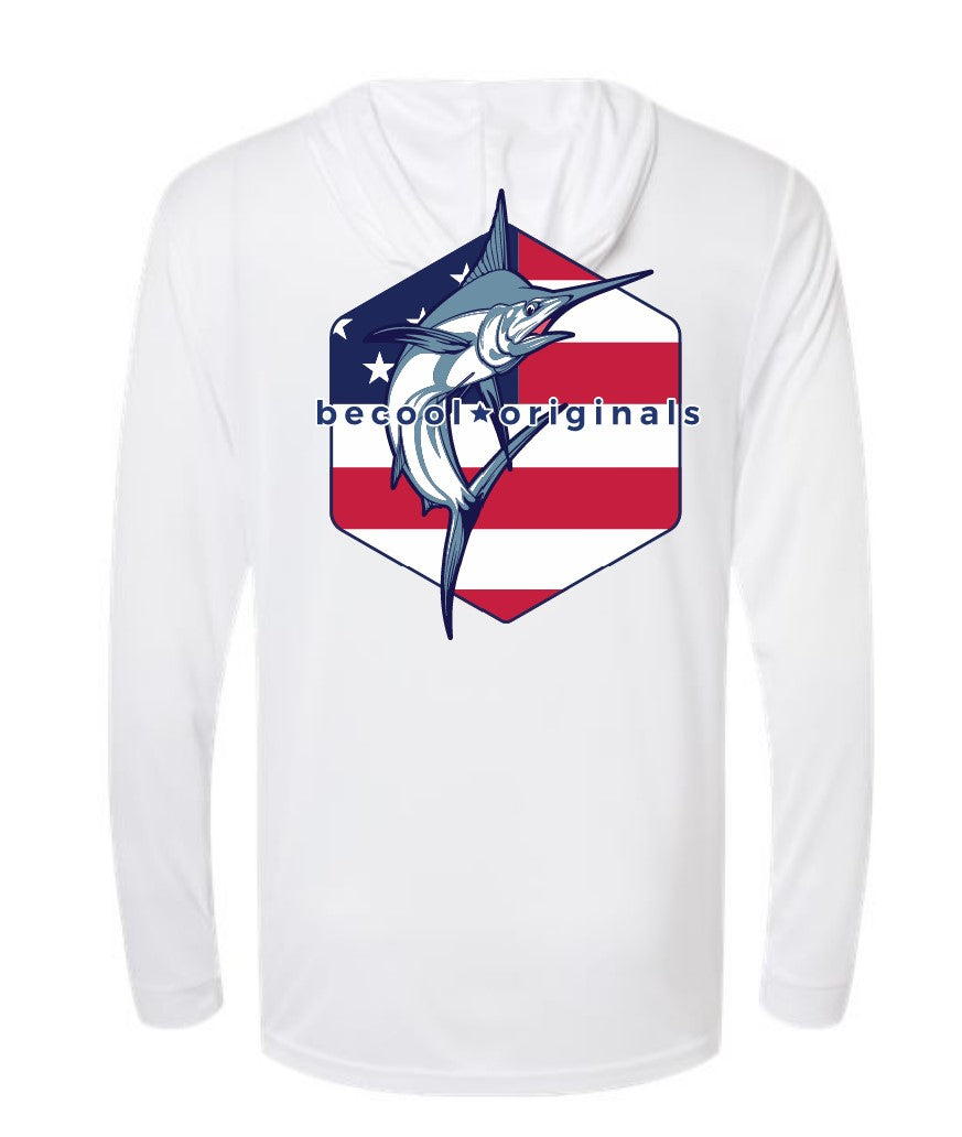 Marlin USA - hooded white long sleeve 90% SPF