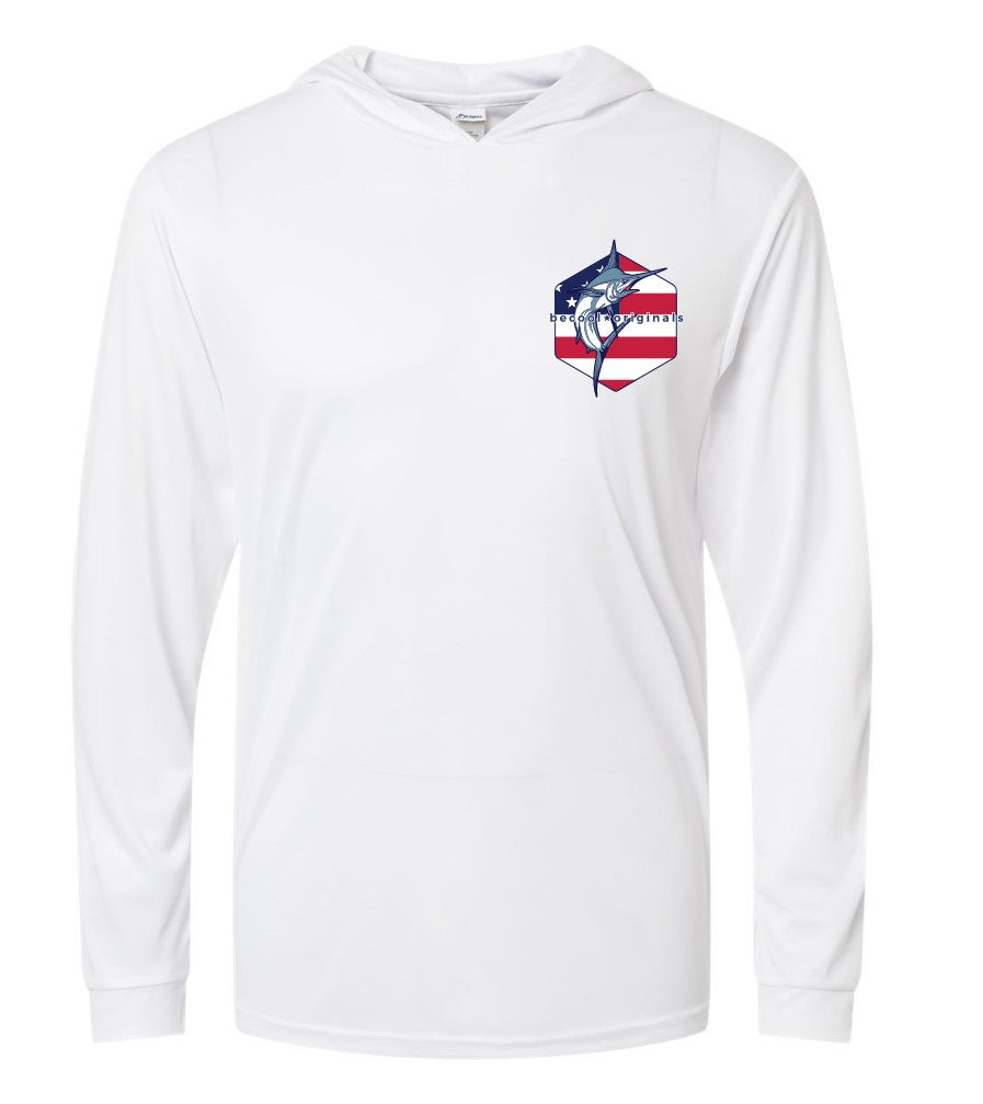 Marlin USA - hooded white long sleeve 90% SPF